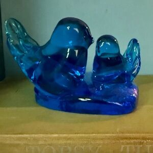 Bluebirds of Happiness • Signed Leo Ward 1995 • Art Glass